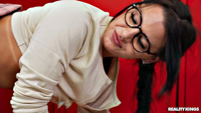 Nerdy College Girl Hooks The Football Coach