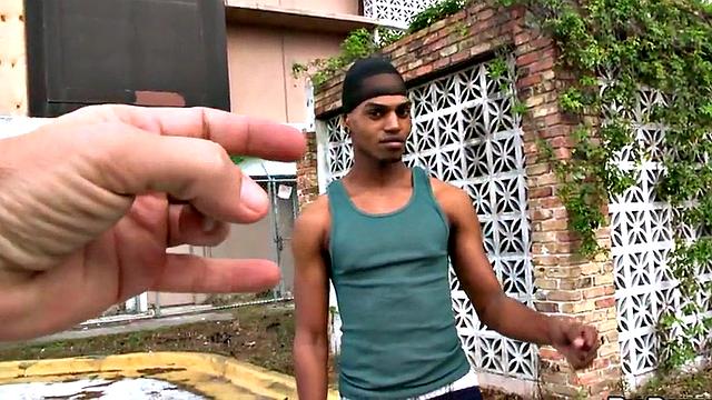 Ebony bottom picked up and fucked by white stud