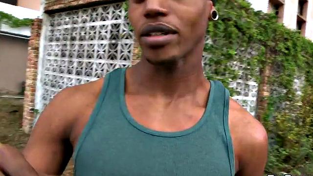 Ebony bottom picked up and fucked by white stud