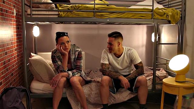 Big ass babe sucks and gets fucked by stranger in hostel room