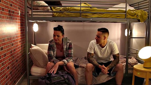 Big ass babe sucks and gets fucked by stranger in hostel room