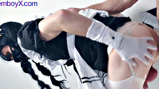 21yo femboy in maid uniform and gloves by jock