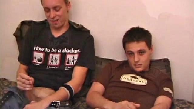 Roar says he had so much fun when he played with Gunner the last time, that he had to come back to do it again. Gunner is quick to find his way into Roar's lap and put his mouth on his cock.