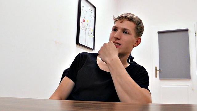 Euro stud 1st time fucked in office gay POV for money