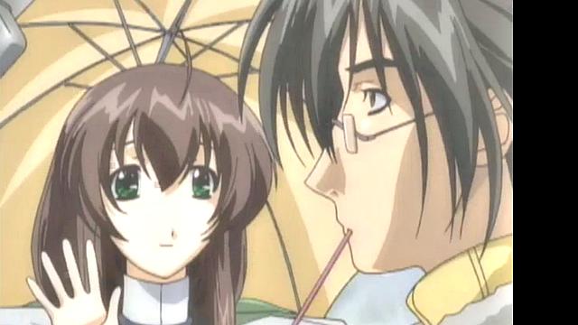 Enjoy the steamy anime cartoon with glasses-wearing babe in romantic action!