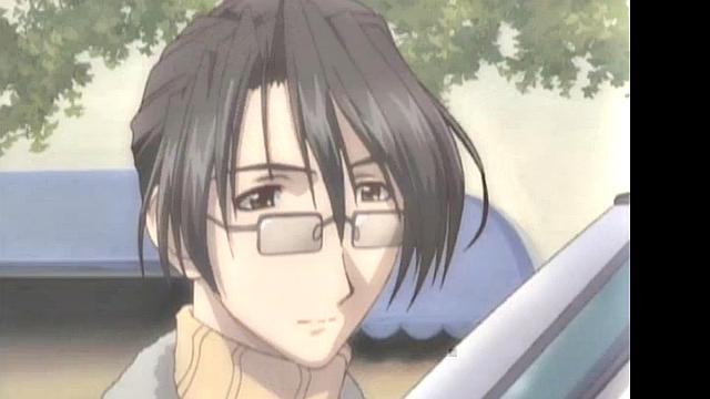 Enjoy the steamy anime cartoon with glasses-wearing babe in romantic action!