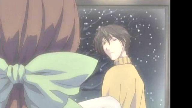 Enjoy the steamy anime cartoon with glasses-wearing babe in romantic action!