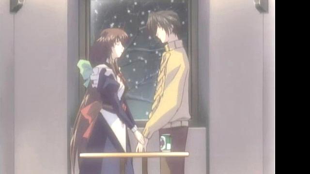 Enjoy the steamy anime cartoon with glasses-wearing babe in romantic action!