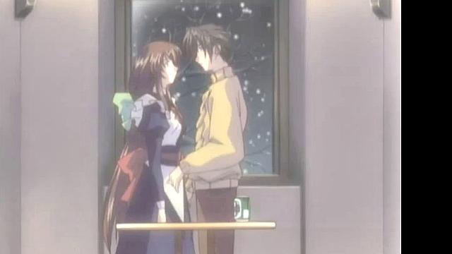 Enjoy the steamy anime cartoon with glasses-wearing babe in romantic action!