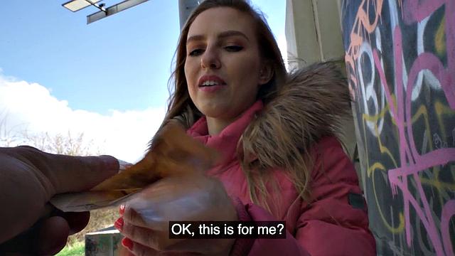 Picked up hairy babe PIV fucked for money by sex agent.