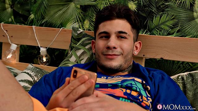 Huge tits stepmom spreads legs