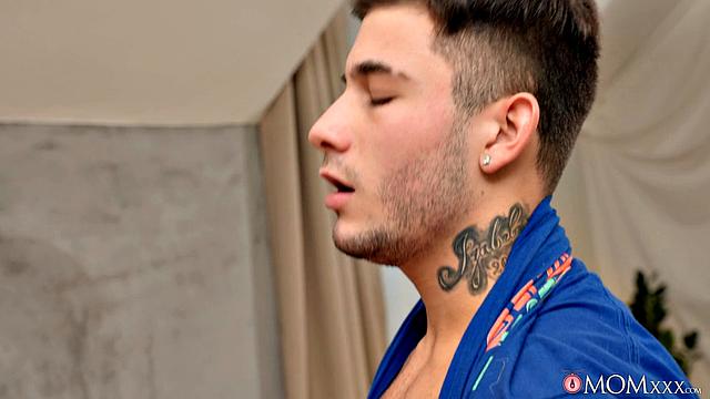 Huge tits stepmom spreads legs