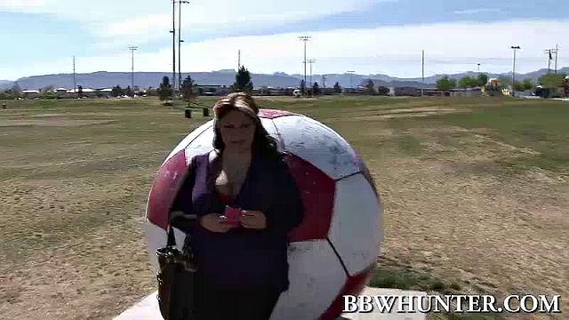 Cute BBW on a Soccer Field