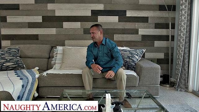 College babe Madison Wilde is in the mood for a mature cock to fill her pussy!