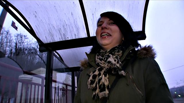 Naughty brunette MILF pays her rent with a stranger's cum in a public place