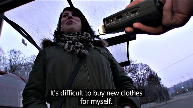 Naughty brunette MILF pays her rent with a stranger's cum in a public place