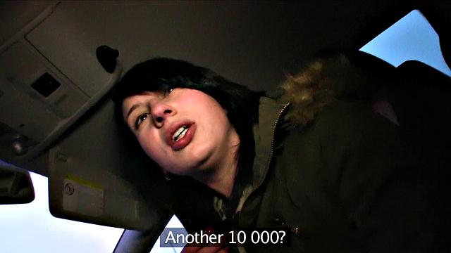 Naughty brunette MILF pays her rent with a stranger's cum in a public place