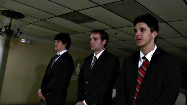 College amateur gets fucked in front of voyeurs for fraternity