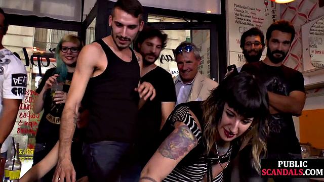 Public caning for throatfucked slut