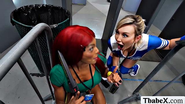 Lucky soccer fan fucks TS security's ass