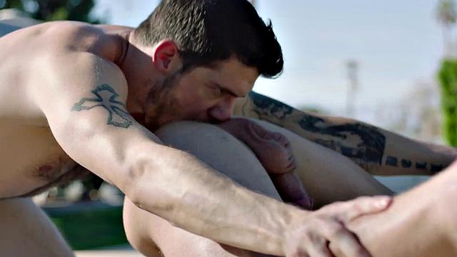 Stepbrother nails stepbro's ass outdoors and makes him beg for more