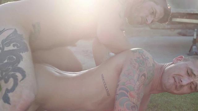 Stepbrother nails stepbro's ass outdoors and makes him beg for more