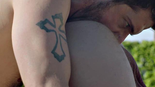 Stepbrother nails stepbro's ass outdoors and makes him beg for more