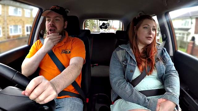Curvy ginger rides driving instructor