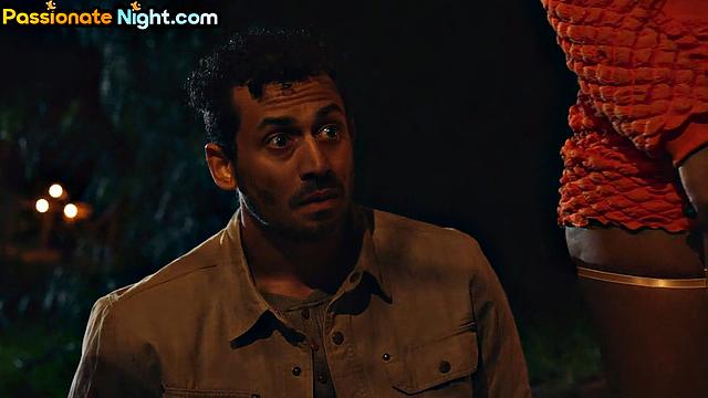 Stunning ebony sharing dick 3some