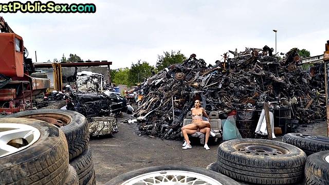 Public 21yo babe gets assfucked while riding