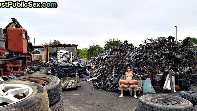 Public 21yo babe gets assfucked while riding