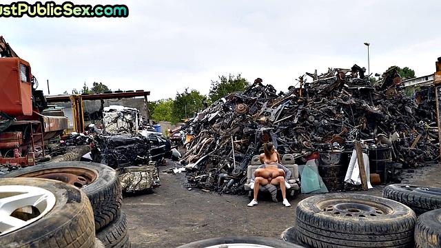 Public 21yo babe gets assfucked while riding