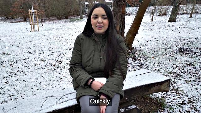 Busty slutty babe picked up and POV fucked for money