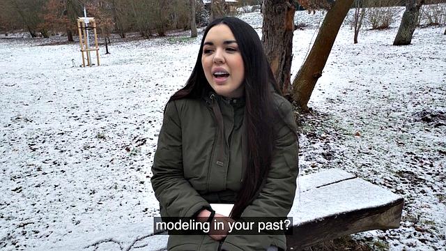 Busty slutty babe picked up and POV fucked for money