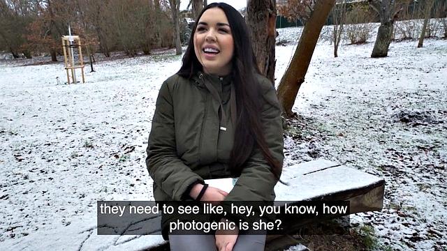 Busty slutty babe picked up and POV fucked for money