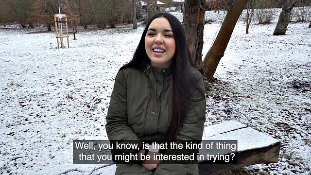 Busty slutty babe picked up and POV fucked for money