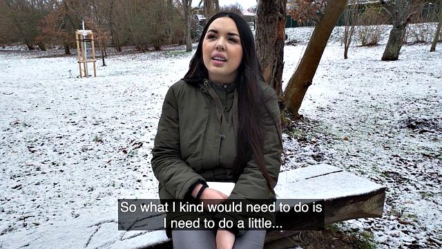 Busty slutty babe picked up and POV fucked for money