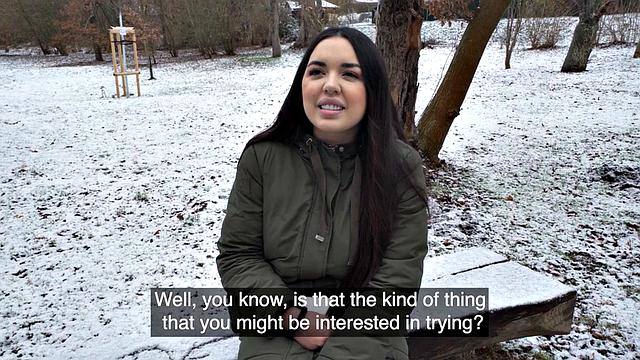 Busty slutty babe picked up and POV fucked for money