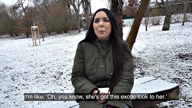 Busty slutty babe picked up and POV fucked for money