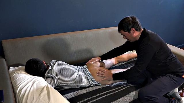 With Diego belly down on a sofa, his daddy is quick to strip him naked and shove a dildo up his ass. Then the boy gives Elio a blow job, before hopping on the mature man's stiff dick for a raw ride.