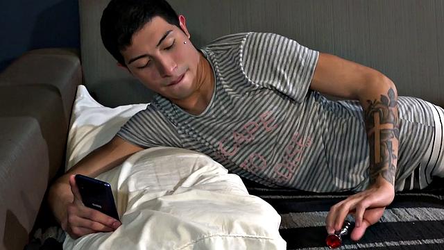 With Diego belly down on a sofa, his daddy is quick to strip him naked and shove a dildo up his ass. Then the boy gives Elio a blow job, before hopping on the mature man's stiff dick for a raw ride.