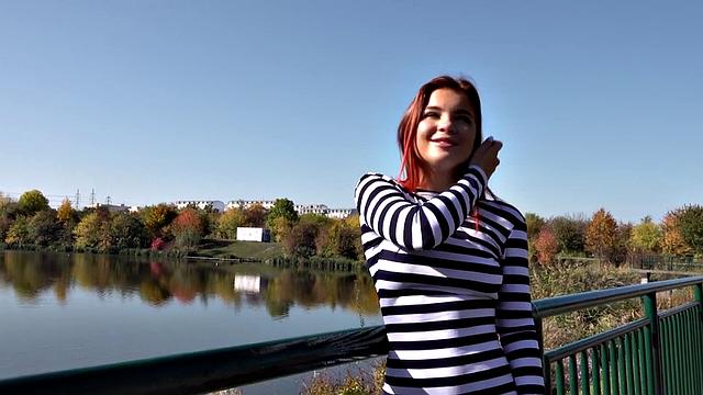 Redhead 19yo fucked outdoors in POV by nice dick
