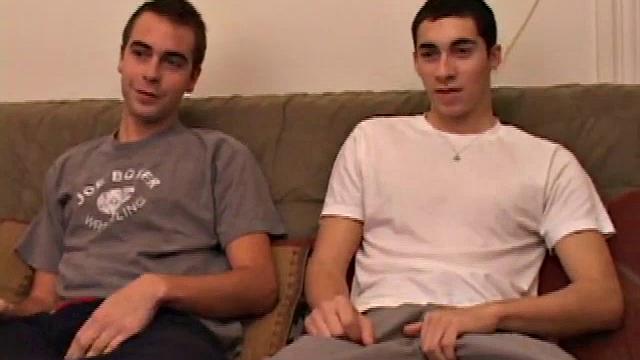 Levi decides to invite his friend over for a little action. The guys strip down and watch some porn while jacking off. They mostly work on their own cocks, although Levi's mouth is drawn to his meat for a while.