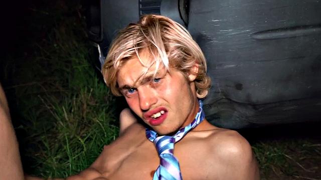 Sub gets fucked in BDSM outdoor till cum in mouth