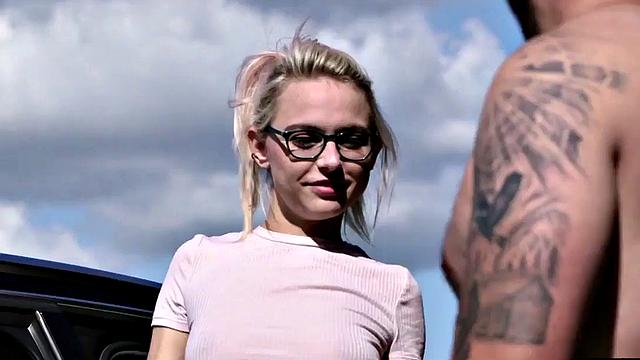 Naughty pierced voyeur makes him cum in outdoor session