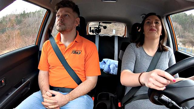 Amateur driving student POV banged to pass test