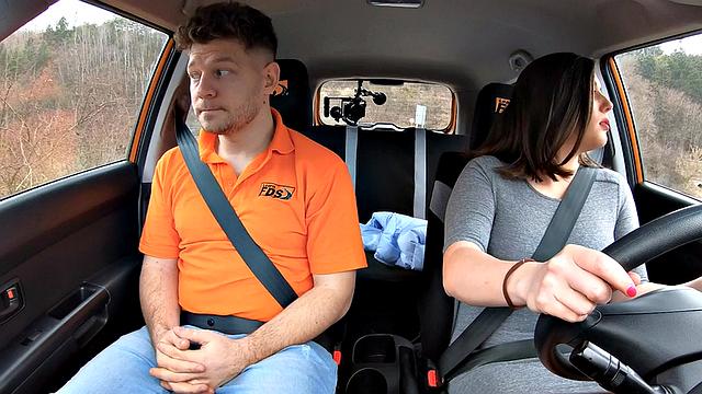 Amateur driving student POV banged to pass test