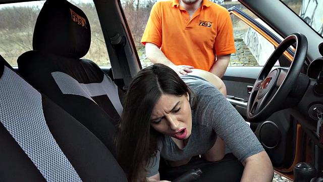 Amateur driving student POV banged to pass test