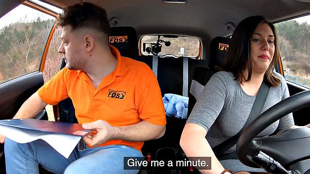 Amateur driving student POV banged to pass test