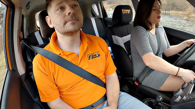 Amateur driving student POV banged to pass test